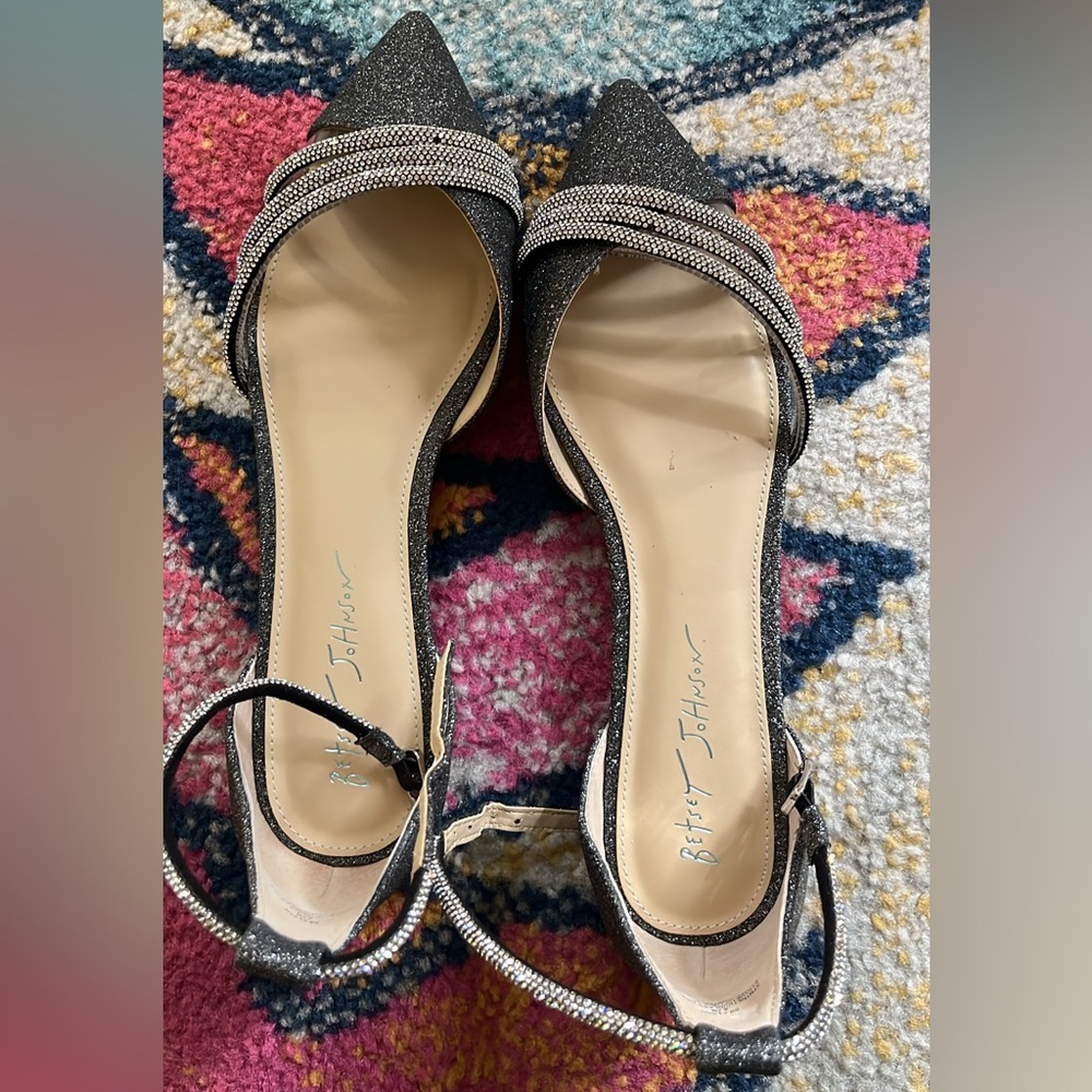 Betsey Johnson Black Glitter Heels